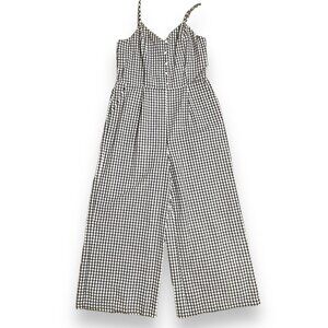 Gingham‎ Wide Leg Jumpsuit Size Medium Cottage Country Picnic Sleeveless